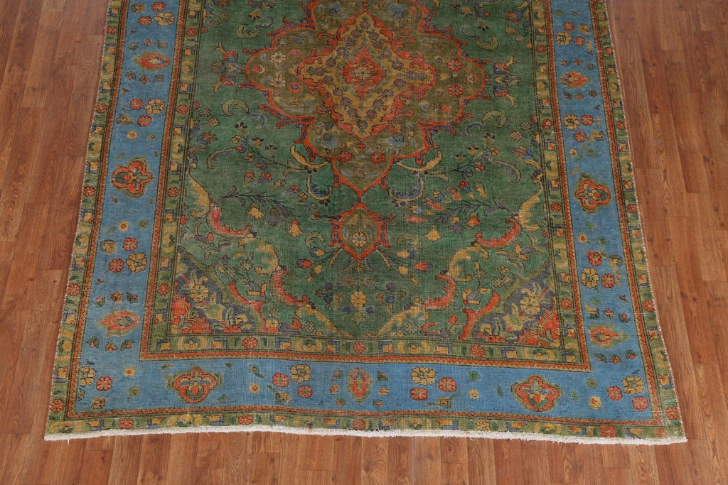 Over-Dyed Floral Tabriz Persian Area Rug 6x9