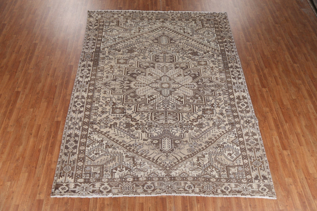 Muted Geometric Heriz Persian Area Rug 8x11