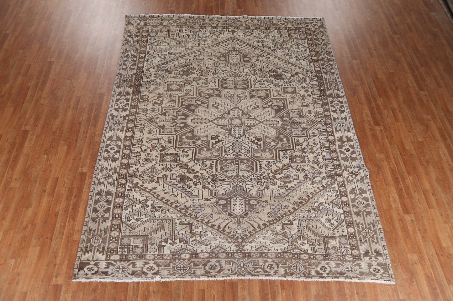 Muted Geometric Heriz Persian Area Rug 8x11