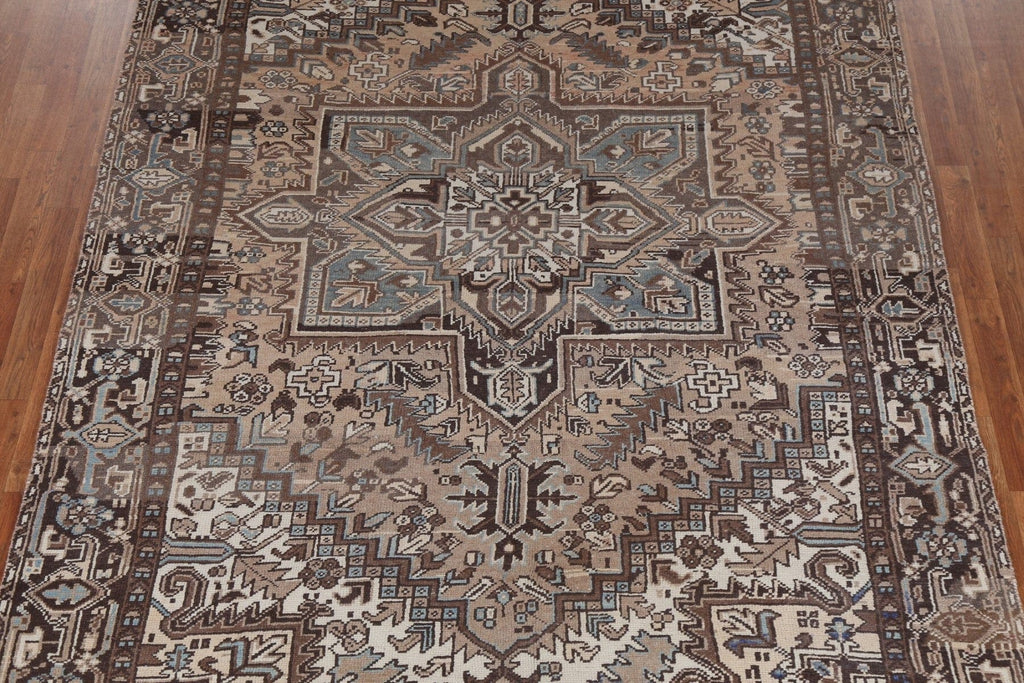 Vintage Geometric Heriz Persian Area Rug 7x10