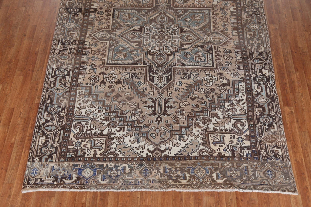 Vintage Geometric Heriz Persian Area Rug 7x10