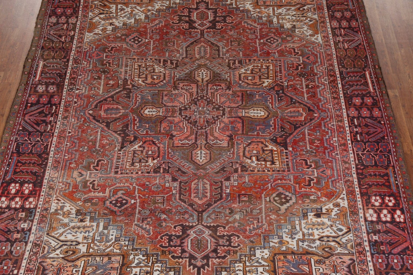 Red Geometric Heriz Persian Area Rug 8x11