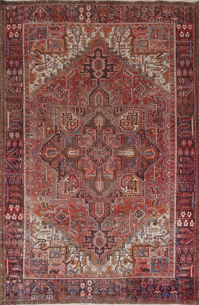 Red Geometric Heriz Persian Area Rug 8x11