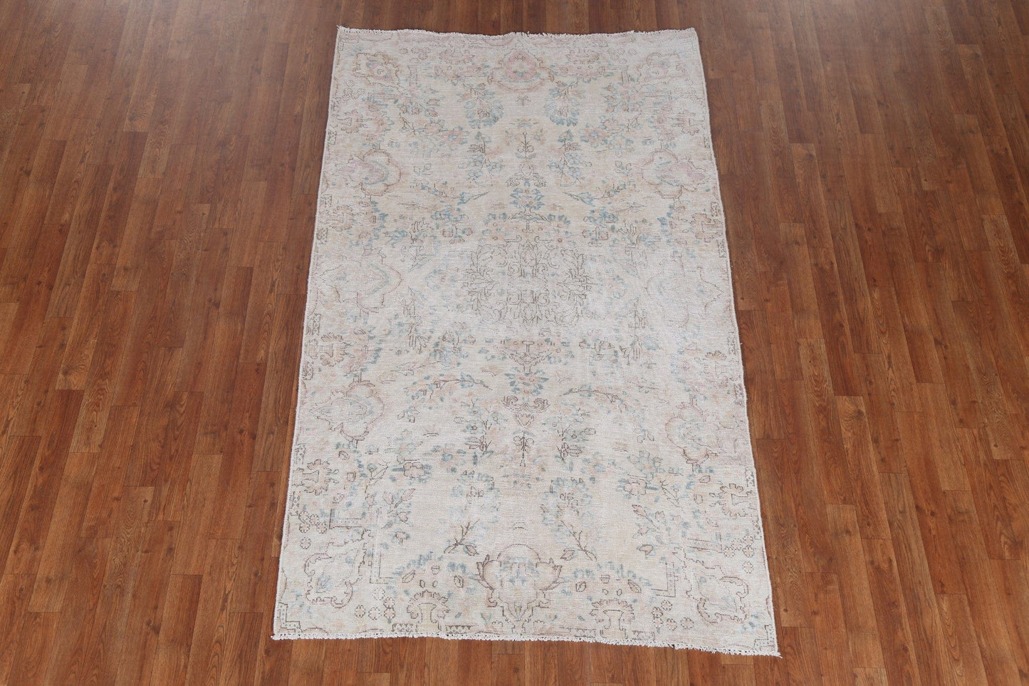 Floral Distressed Kerman Persian Area Rug 4x7