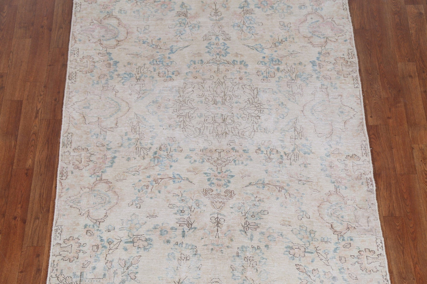 Floral Distressed Kerman Persian Area Rug 4x7