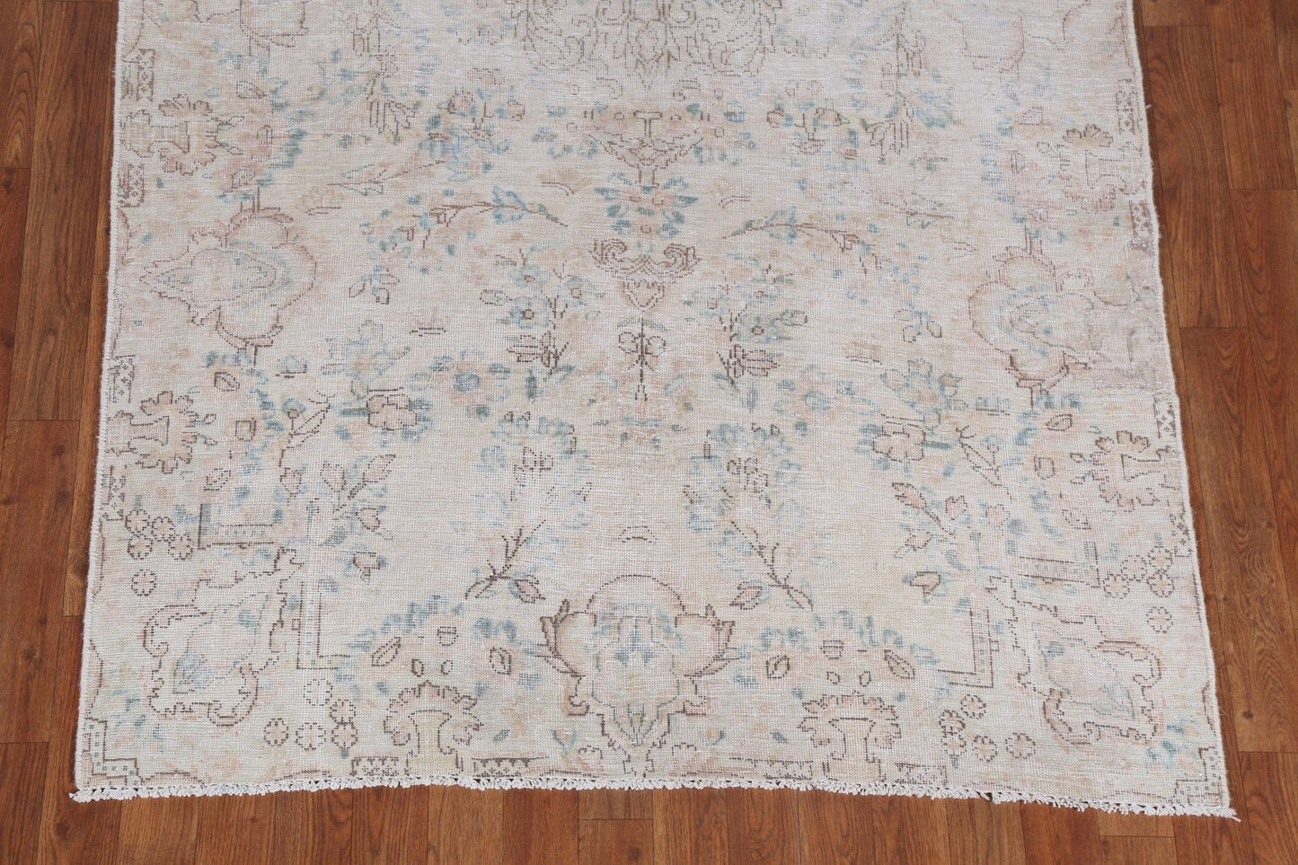 Floral Distressed Kerman Persian Area Rug 4x7