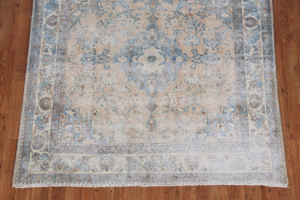 Distressed Wool Kerman Persian Square Rug 5x5