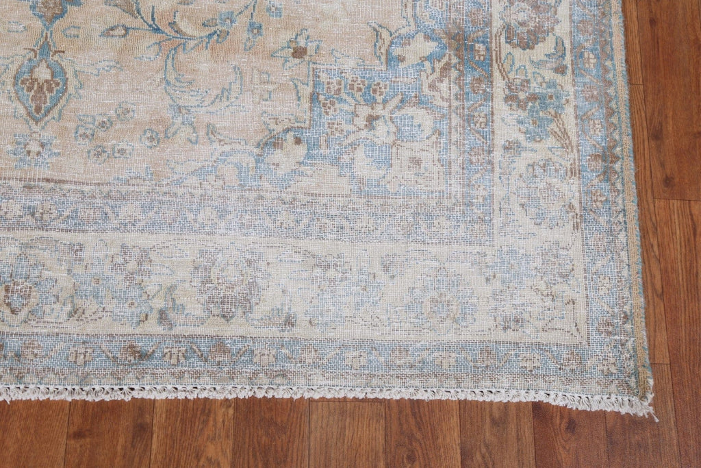 Distressed Wool Kerman Persian Square Rug 5x5