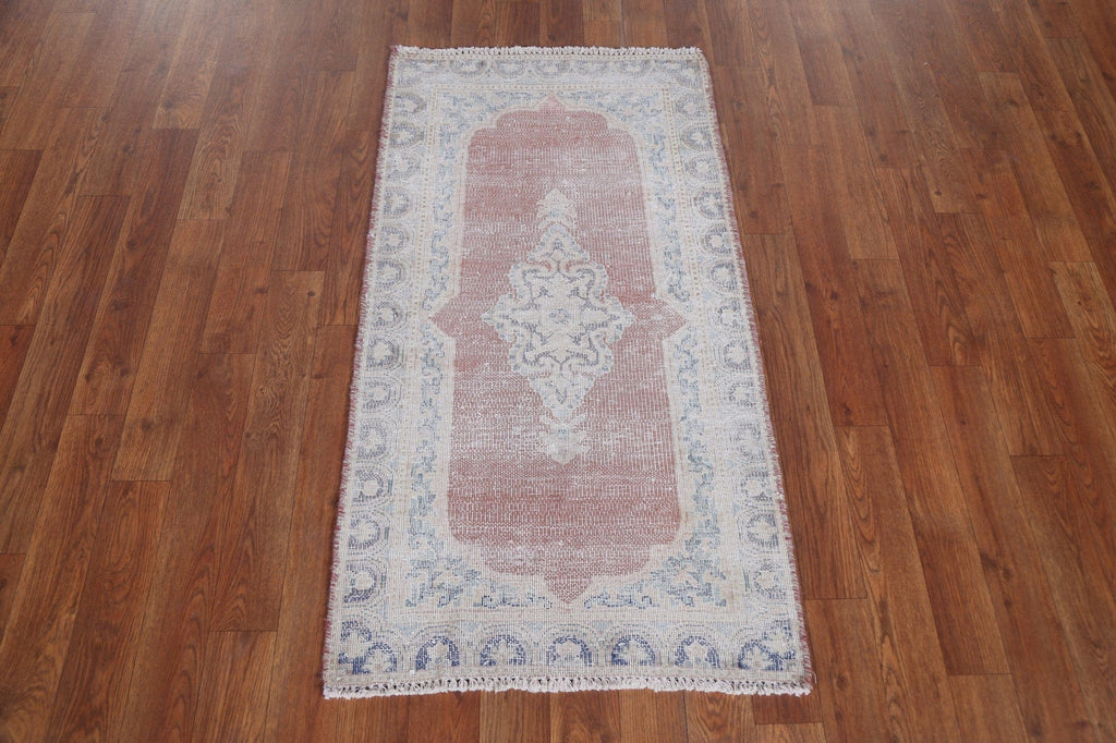 Geometric Distressed Kerman Persian Area Rug 2x4