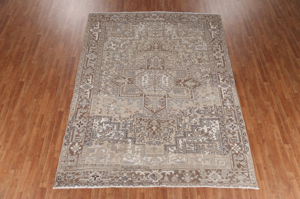 Vintage Geometric Heriz Persian Area Rug 8x10