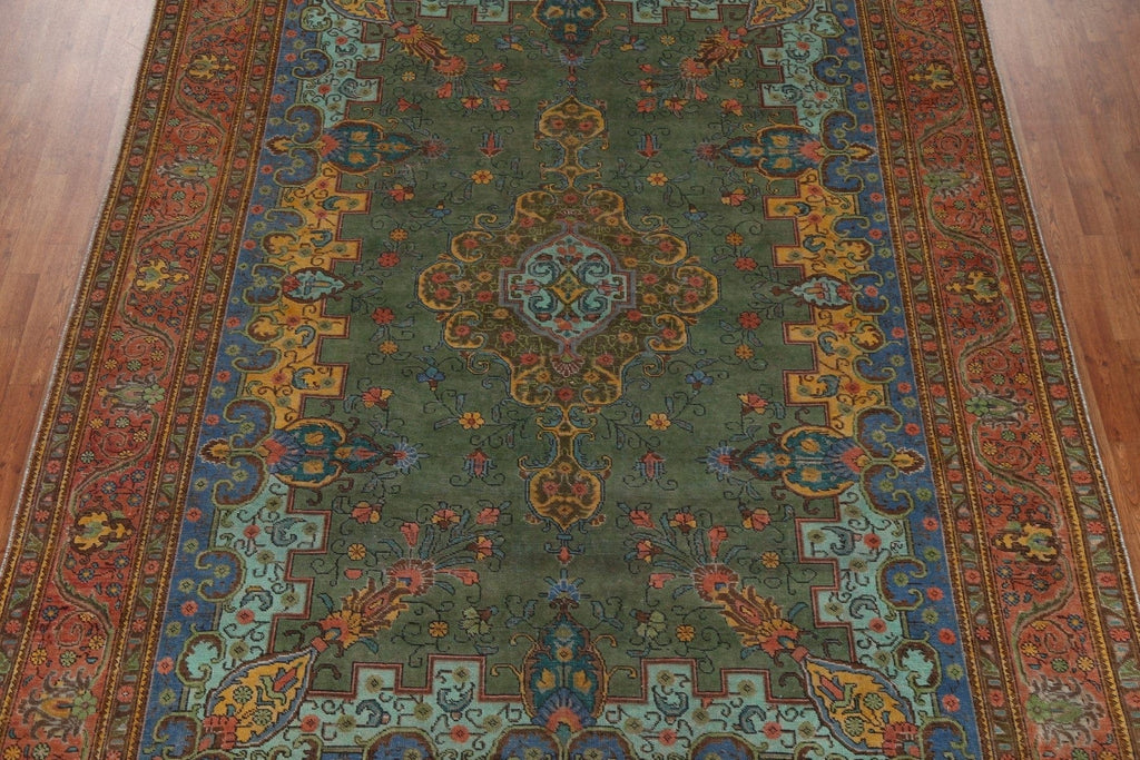 Green Wool Tabriz Persian Area Rug 8x11