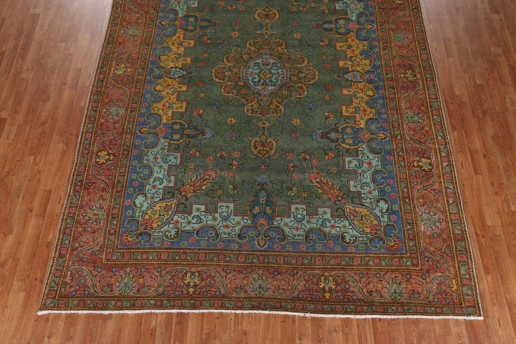 Green Wool Tabriz Persian Area Rug 8x11