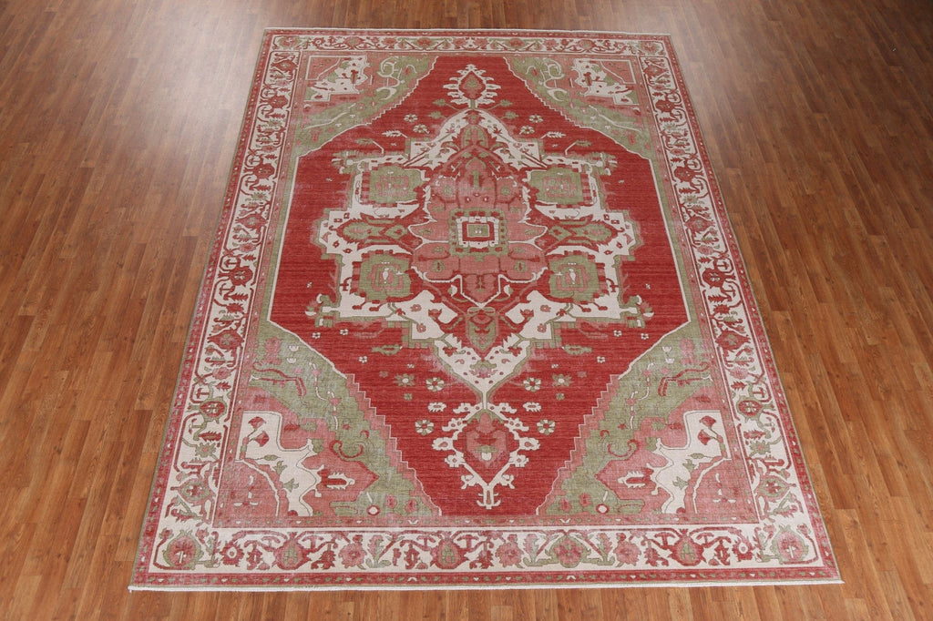 Red/ Ivory Geometric Heriz Serapi Turkish Rug 9x12