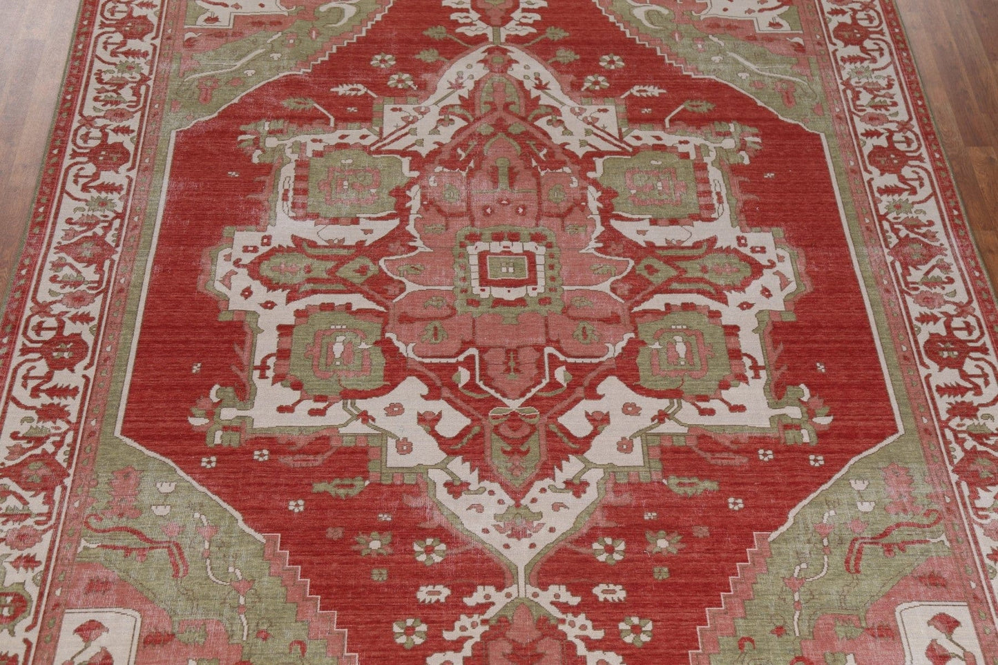 Red/ Ivory Geometric Heriz Serapi Turkish Rug 9x12