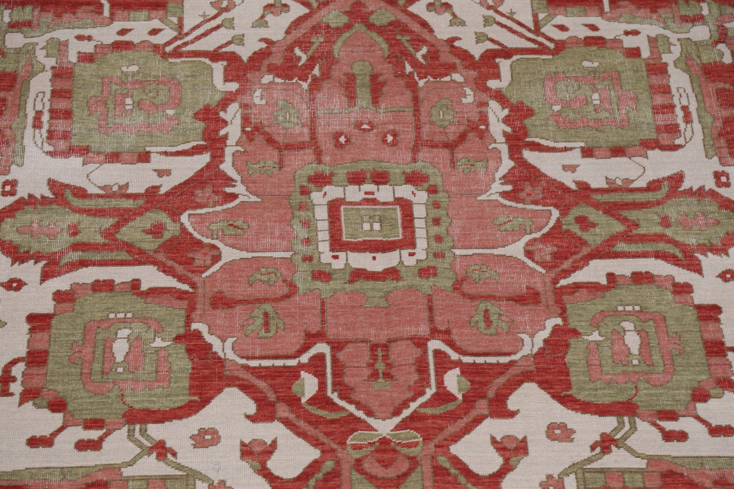 Red/ Ivory Geometric Heriz Serapi Turkish Rug 9x12