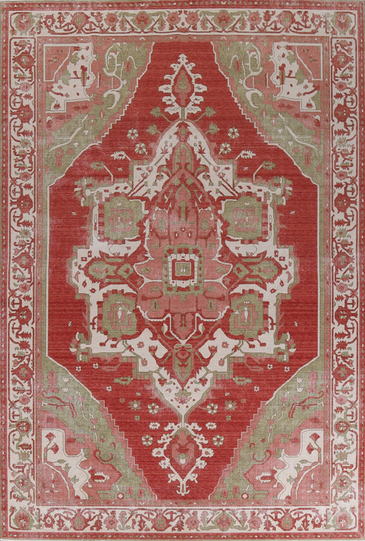 Red/ Ivory Geometric Heriz Serapi Turkish Rug 9x12