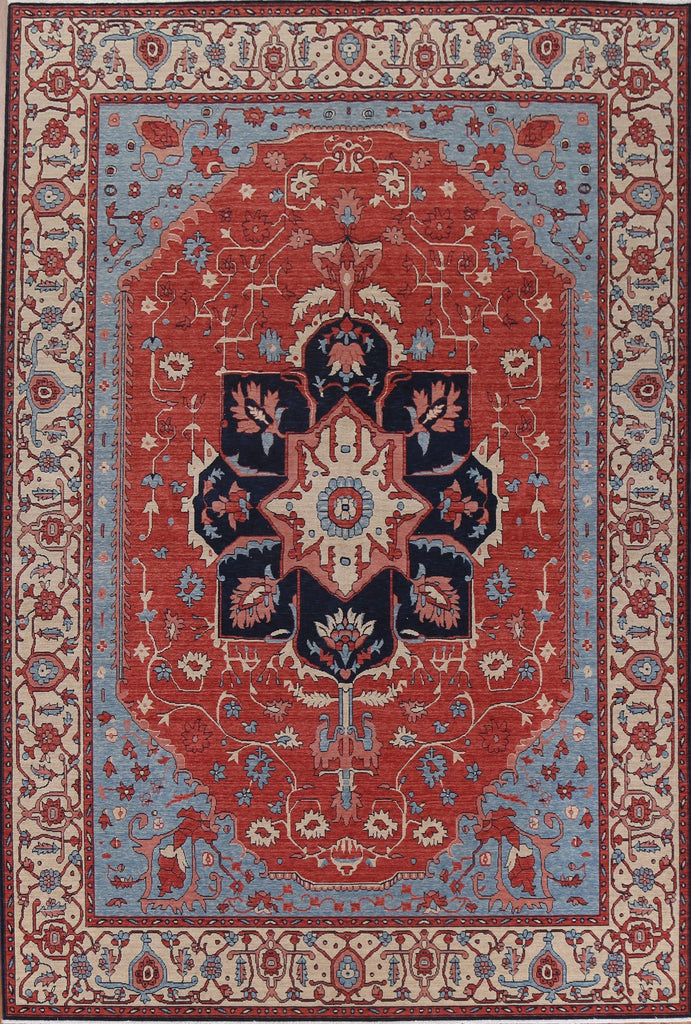 Red Geometric Heriz Serapi Turkish Area Rug 9x12