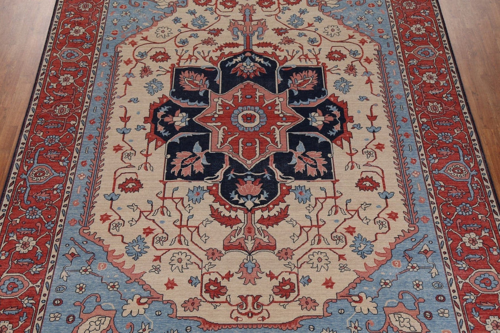 Geometric Heriz Serapi Turkish Wool Rug 9x12