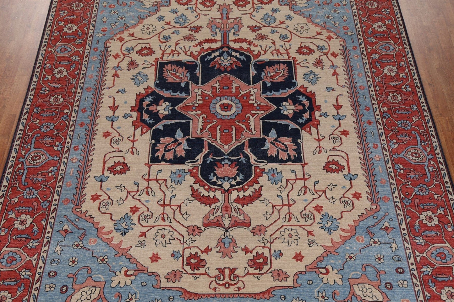 Geometric Heriz Serapi Turkish Wool Rug 9x12