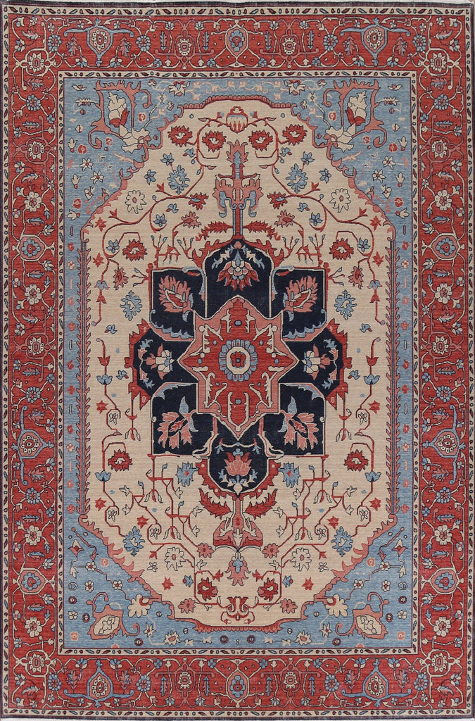 Geometric Heriz Serapi Turkish Wool Rug 9x12