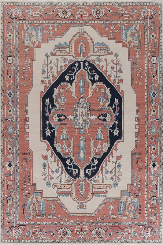 Geometric Heriz Serapi Turkish Wool Rug 9x12