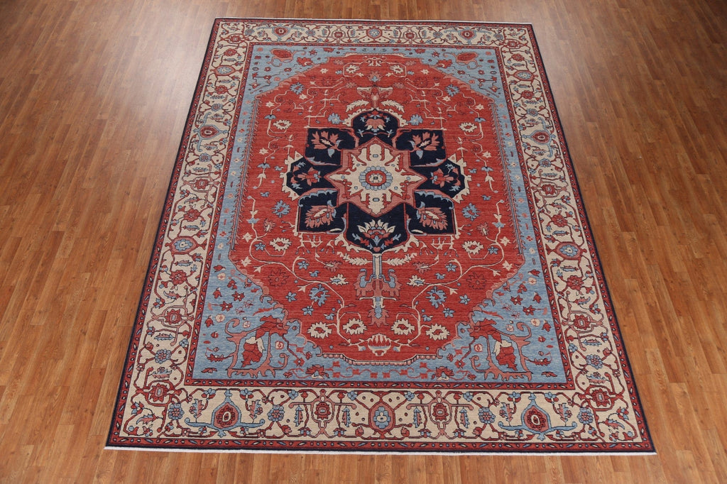 Geometric Red Heriz Serapi Turkish Rug 9x12