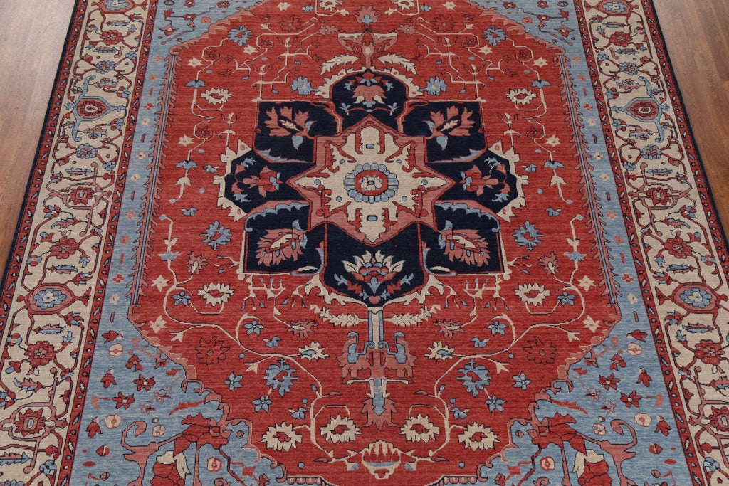 Geometric Red Heriz Serapi Turkish Rug 9x12