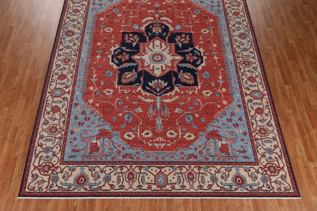 Geometric Red Heriz Serapi Turkish Rug 9x12