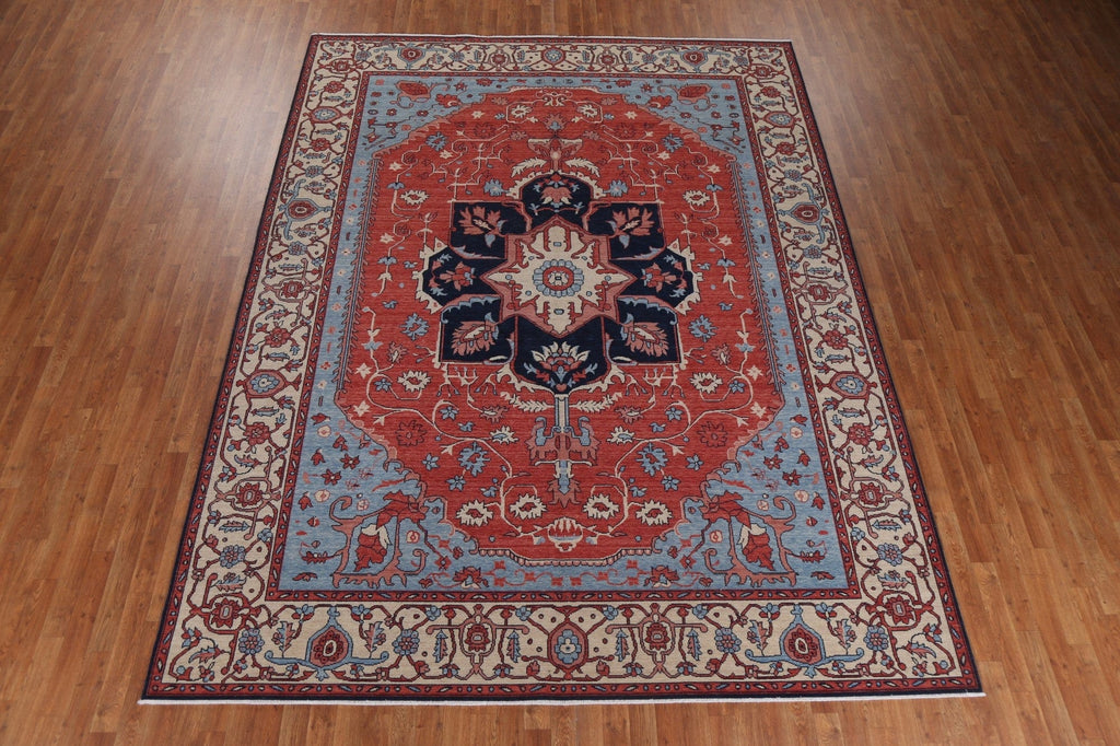 Geometric Red Heriz Serapi Turkish Rug 9x12