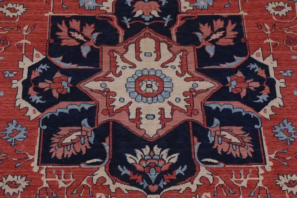 Geometric Red Heriz Serapi Turkish Rug 9x12