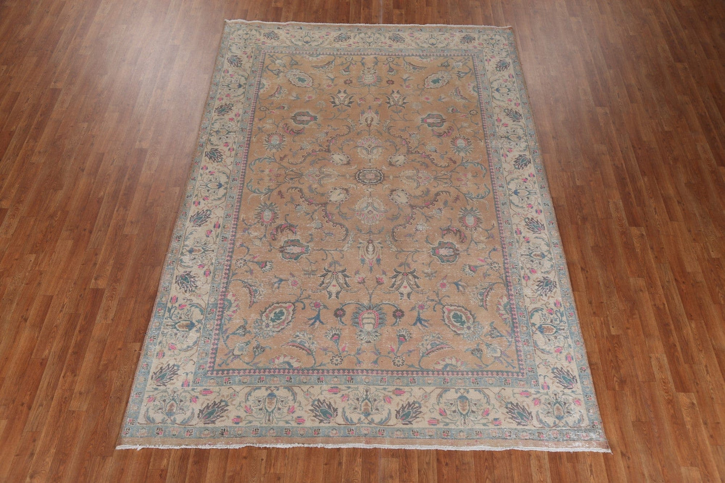 Overdyed Floral Tabriz Persian Wool Rug 7x10