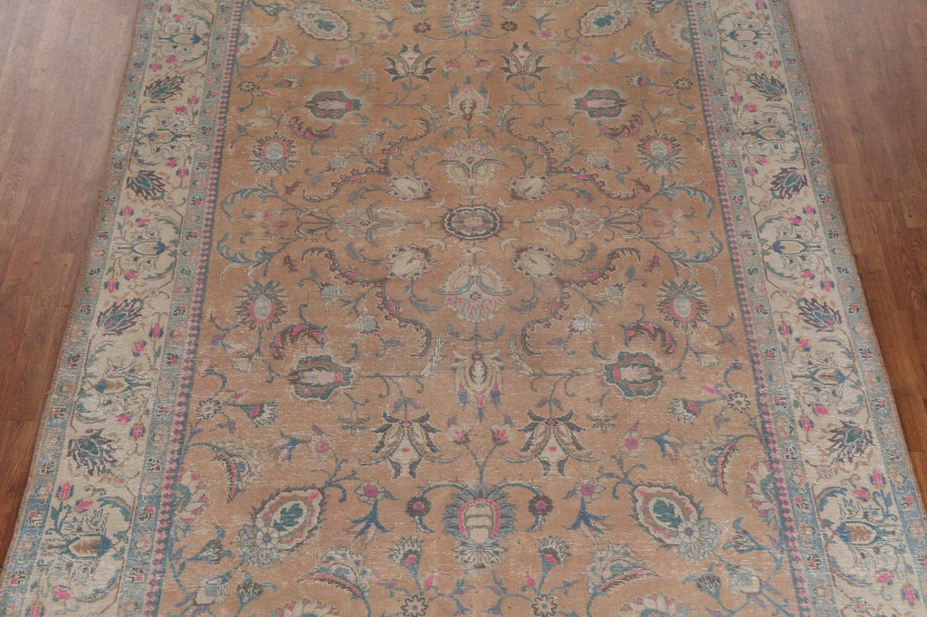 Overdyed Floral Tabriz Persian Wool Rug 7x10