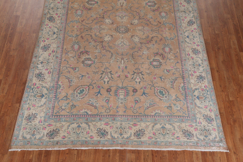 Overdyed Floral Tabriz Persian Wool Rug 7x10