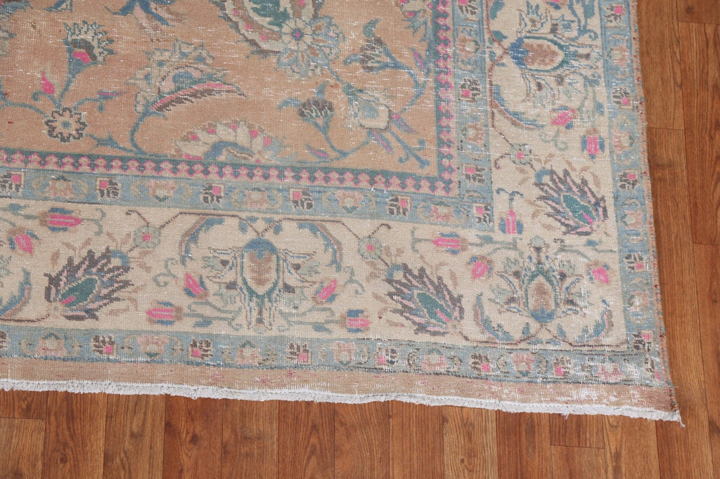 Overdyed Floral Tabriz Persian Wool Rug 7x10