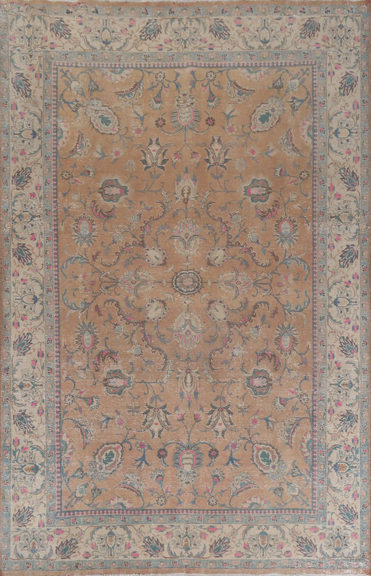 Overdyed Floral Tabriz Persian Wool Rug 7x10