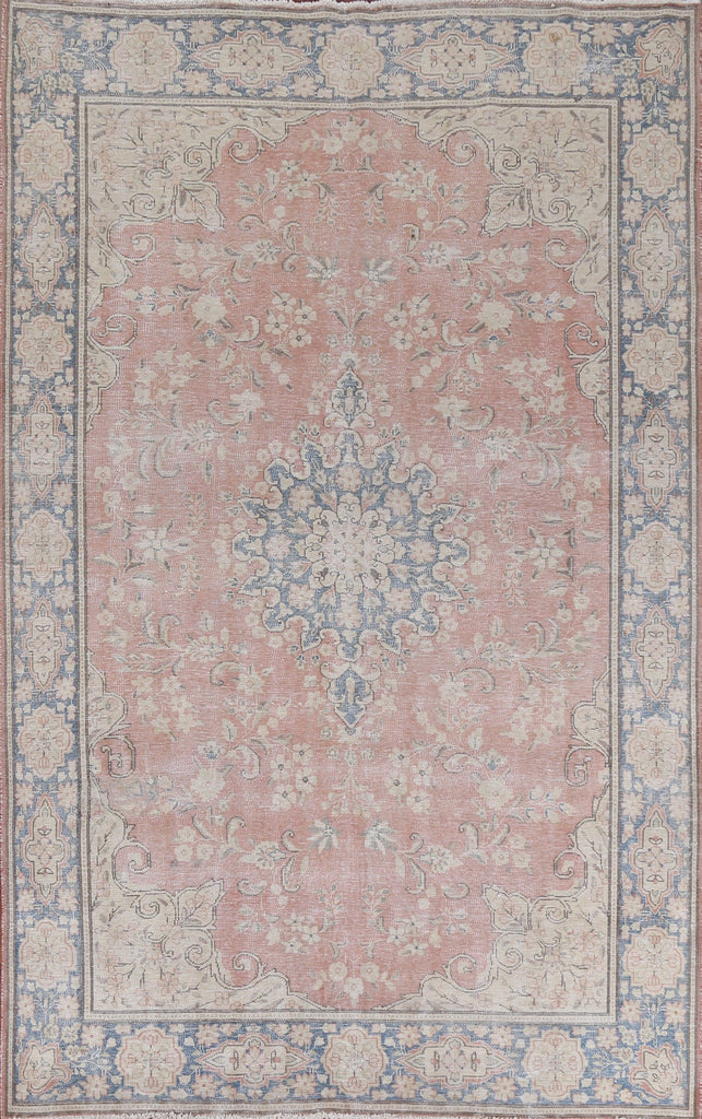 Muted Floral Kerman Persian Area Rug 7x10