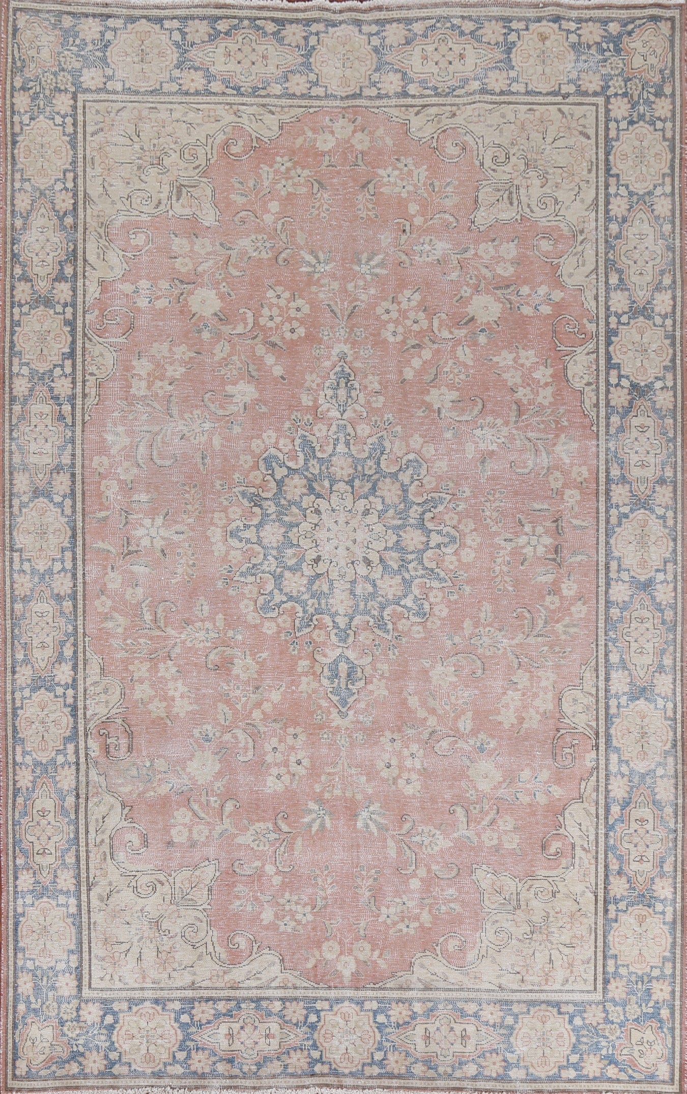 Muted Floral Kerman Persian Area Rug 7x10