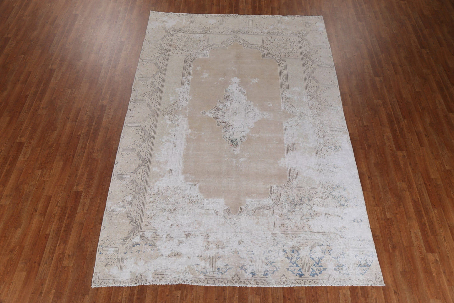 Geometric Distressed Kerman Persian Area Rug 7x11