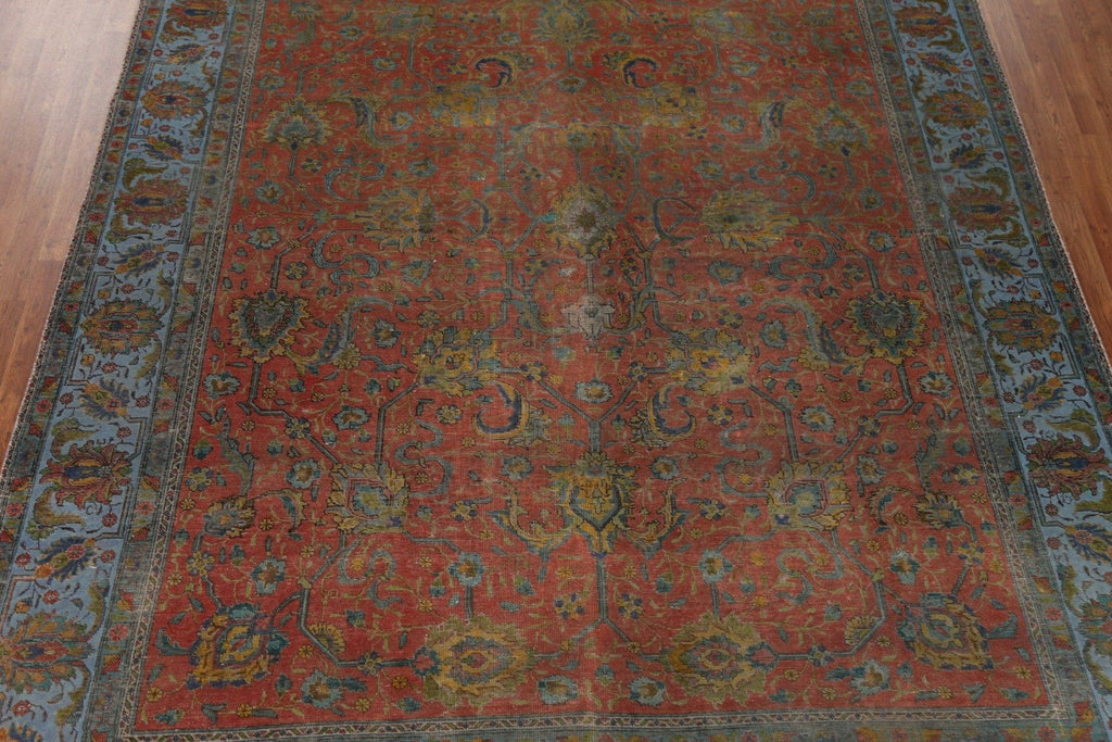 Geometric Over-Dyed Tabriz Persian Wool Rug 10x13