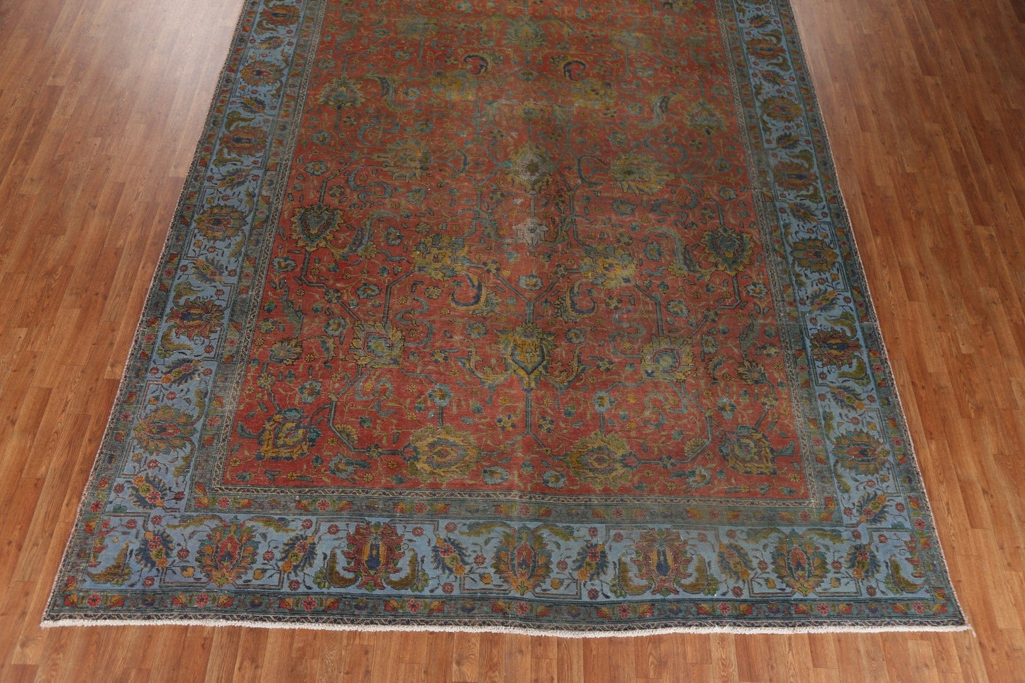 Geometric Over-Dyed Tabriz Persian Wool Rug 10x13