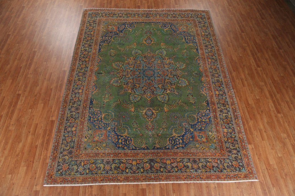 Over-Dyed Floral Tabriz Persian Wool Rug 9x12