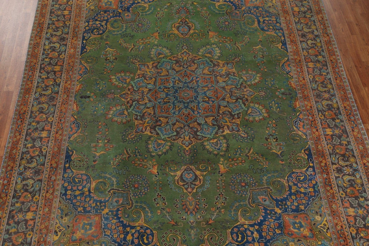 Over-Dyed Floral Tabriz Persian Wool Rug 9x12