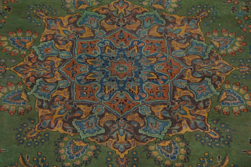 Over-Dyed Floral Tabriz Persian Wool Rug 9x12