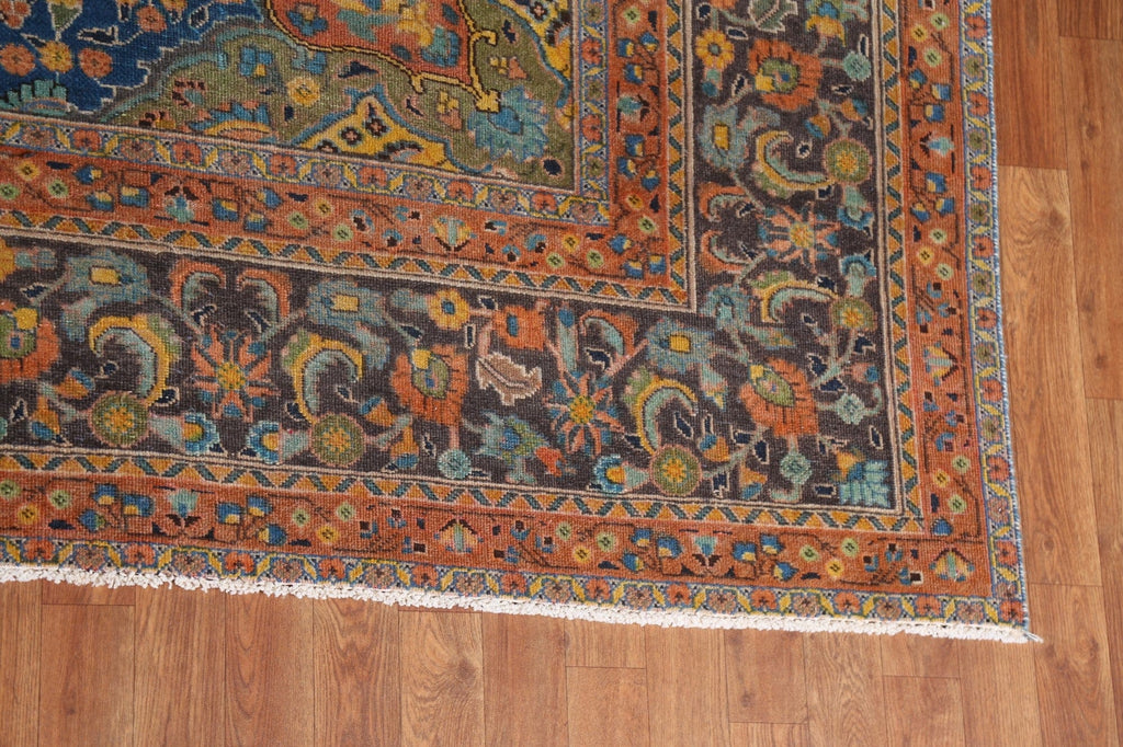 Over-Dyed Floral Tabriz Persian Wool Rug 9x12