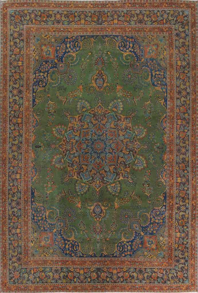 Over-Dyed Floral Tabriz Persian Wool Rug 9x12