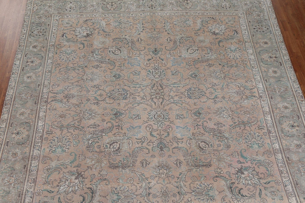 Muted Floral Tabriz Persian Wool Rug 10x11