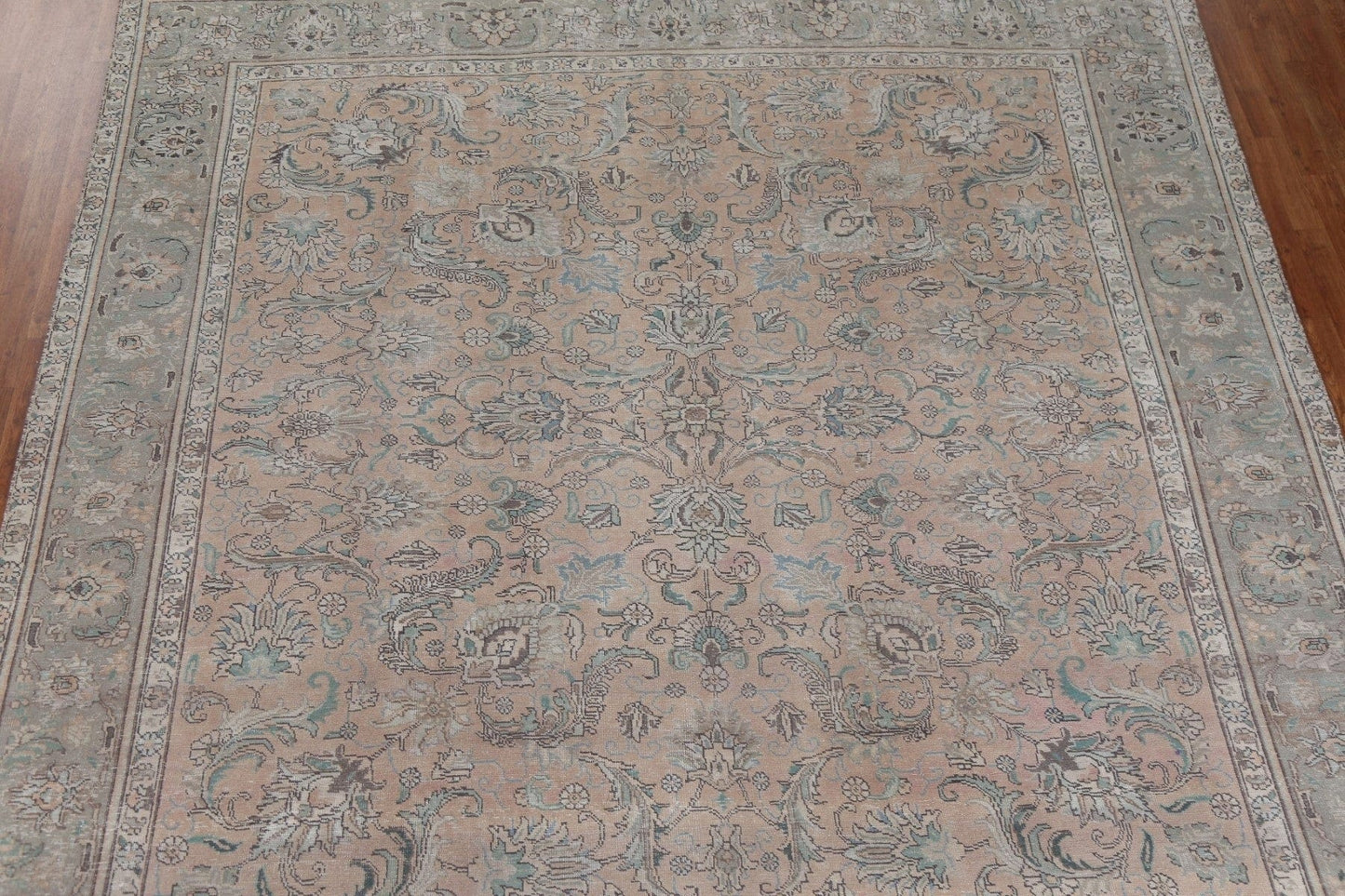 Muted Floral Tabriz Persian Wool Rug 10x11