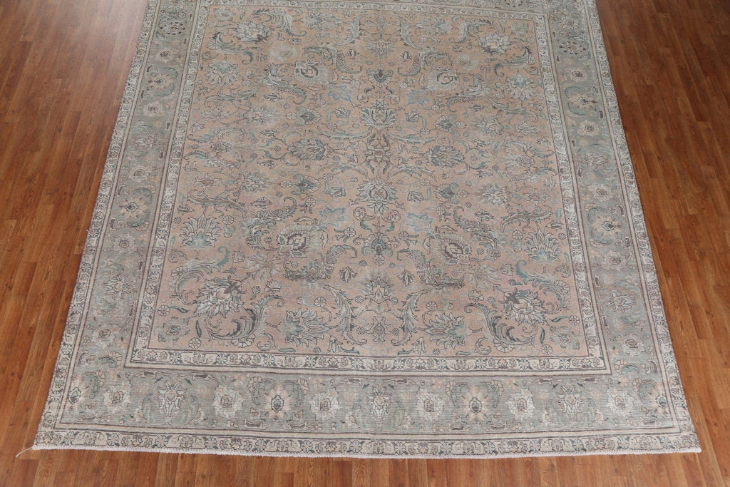 Muted Floral Tabriz Persian Wool Rug 10x11