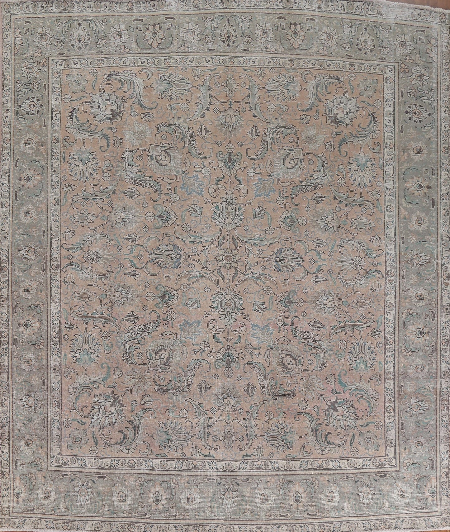 Muted Floral Tabriz Persian Wool Rug 10x11