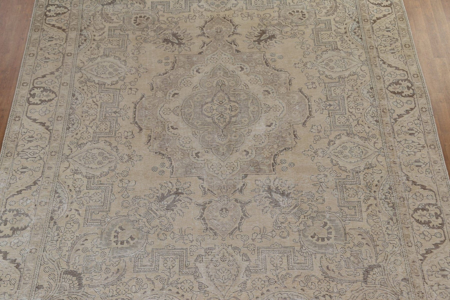 Muted Geometric Tabriz Persian Wool Rug 10x12